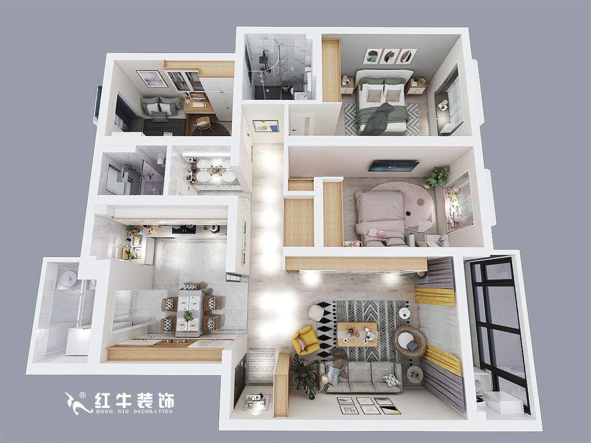 孟宪涛_咏梅山庄倚竹园2-303-120㎡-现代北欧风格_鸟瞰图